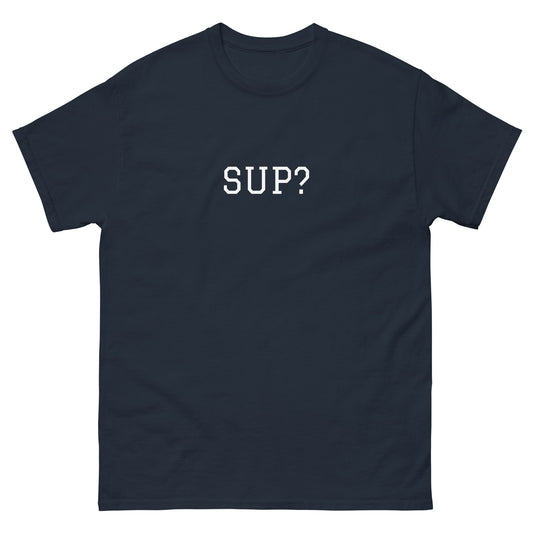 WHITE BOY SUMMER - Sup? - "Sup?" - Classic Cotton Tee - T-Shirt Navy