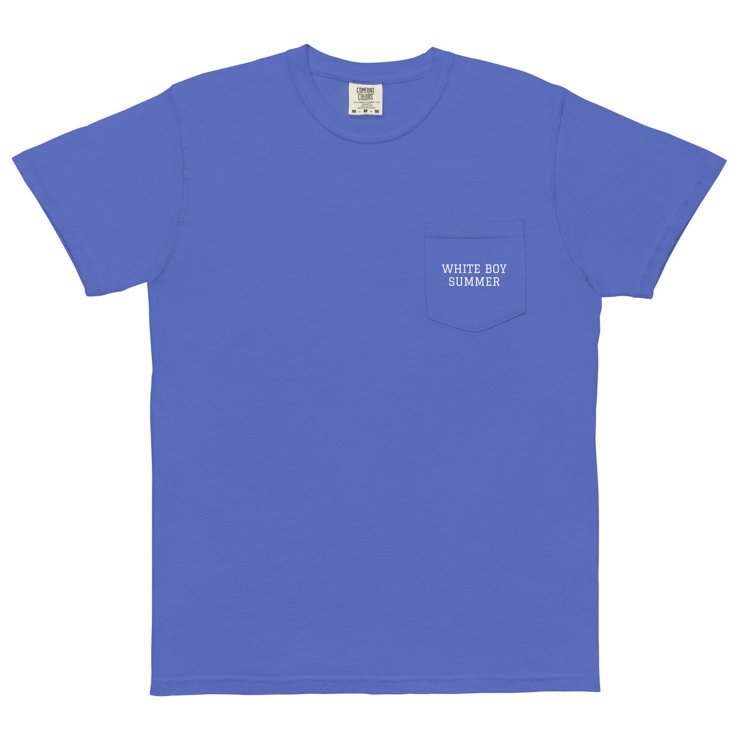 WHITE BOY SUMMER - Originals - "White Boy Summer" - Pocket Printed Cotton Tee - T-Shirt Flo Blue