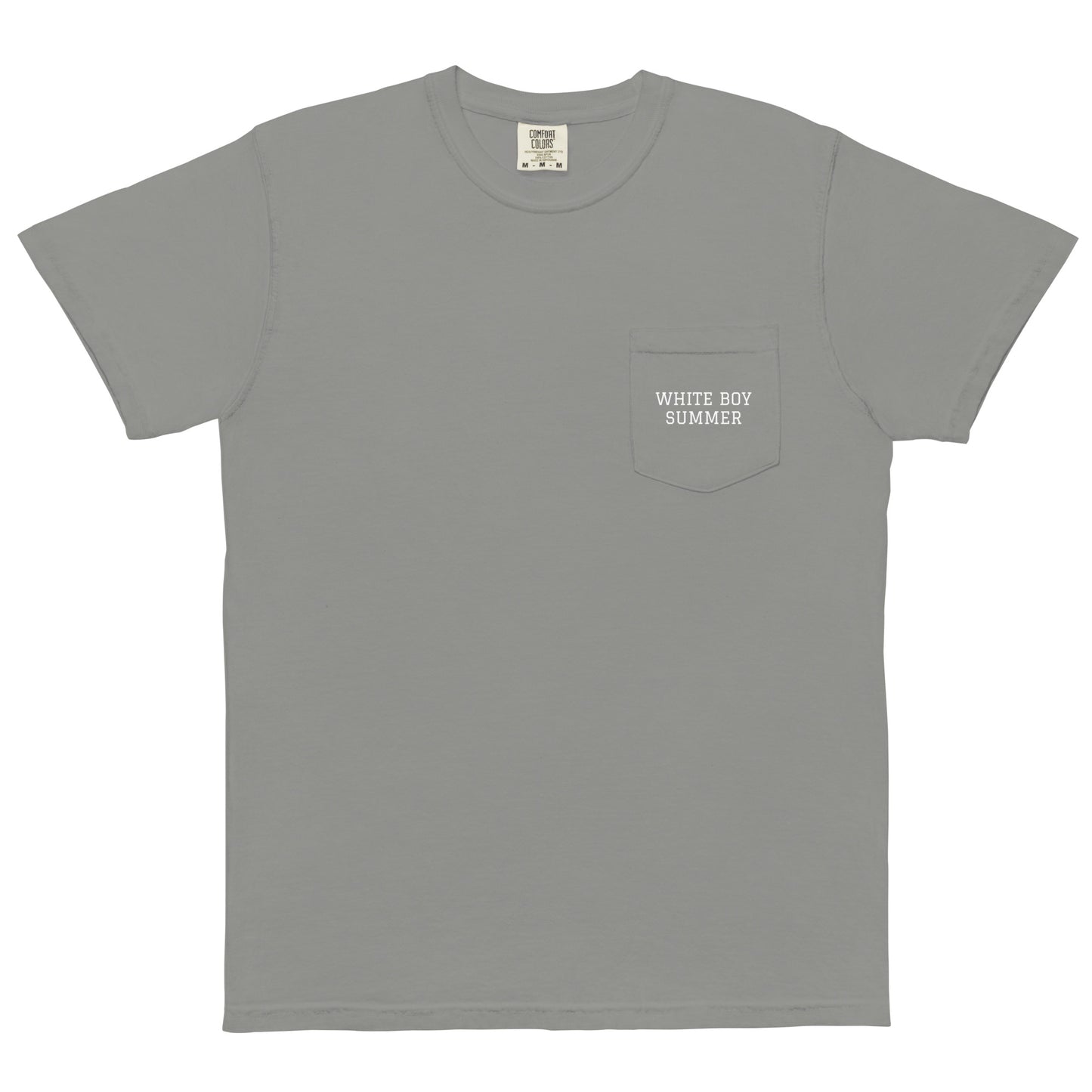 WHITE BOY SUMMER - Originals - "White Boy Summer" - Pocket Printed Cotton Tee - T-Shirt Grey