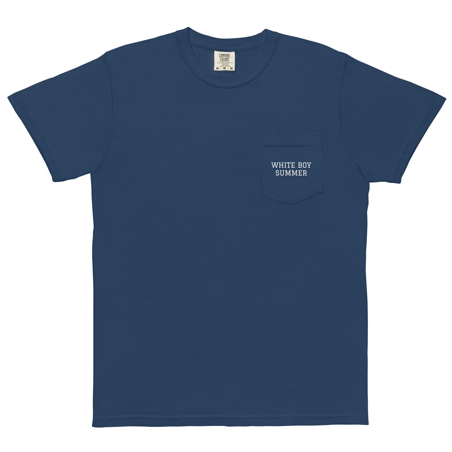 WHITE BOY SUMMER - Originals - "White Boy Summer" - Pocket Printed Cotton Tee - T-Shirt True Navy
