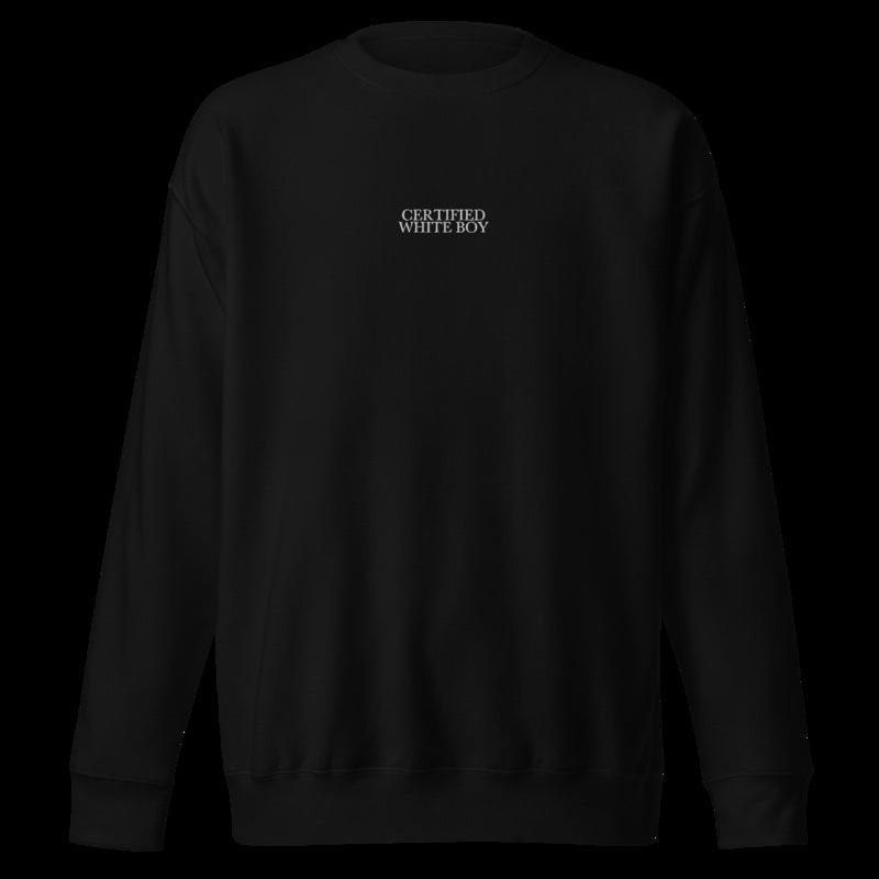 CERTIFIED WHITE BOY Black front embroidered mockup