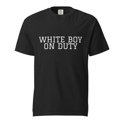 WHITE BOY ON DUTY Black front mockup