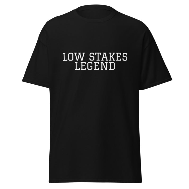 LOW STAKES LEGEND Black front mockup