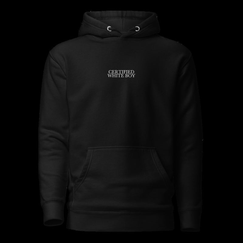 CERTIFIED WHITE BOY Black front embroidered mockup