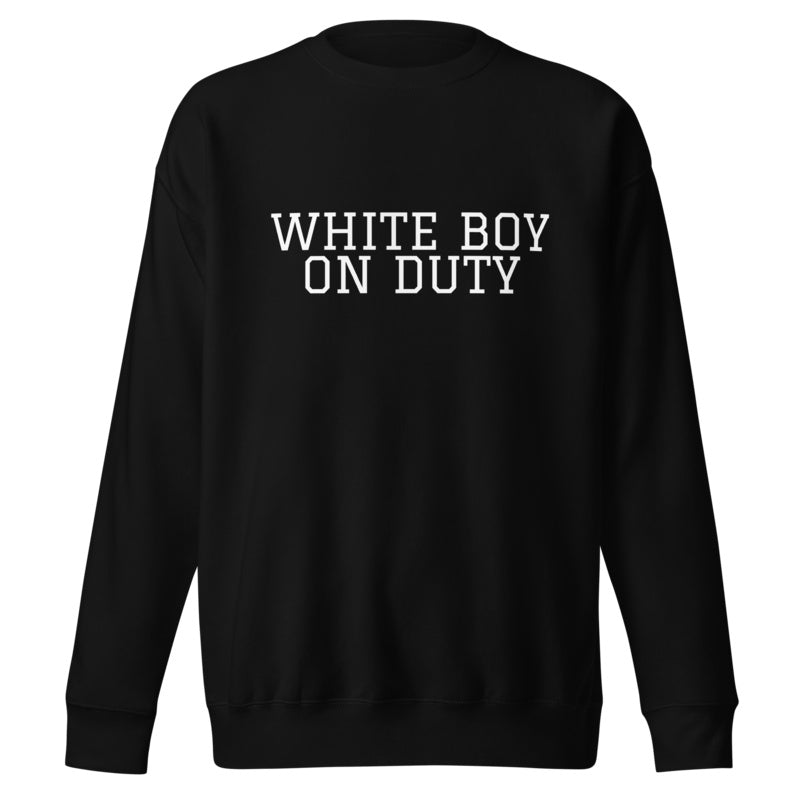 WHITE BOY ON DUTY Black front mockup