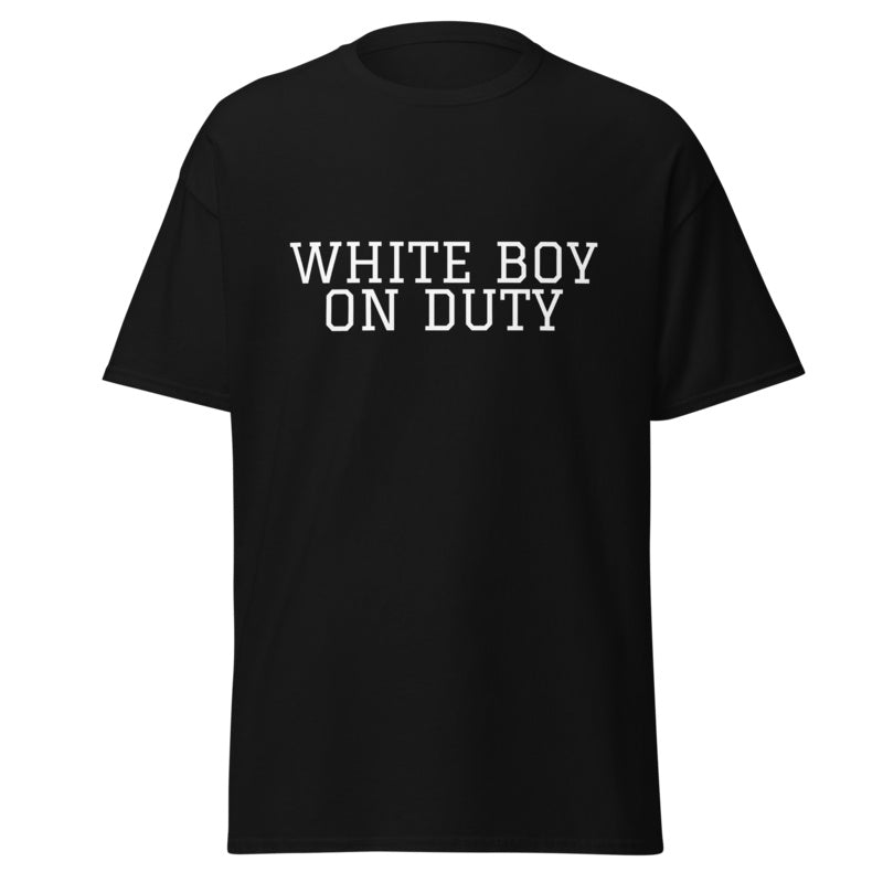 WHITE BOY ON DUTY Black front mockup
