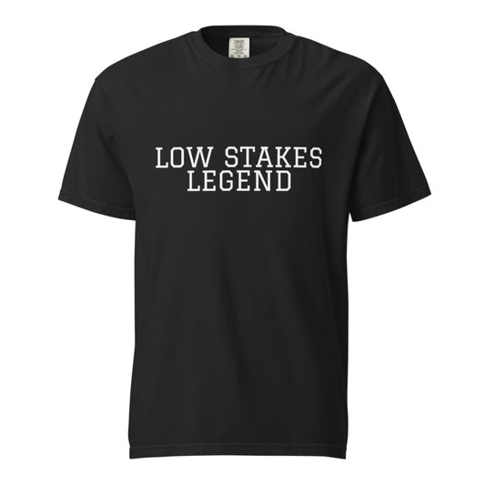 LOW STAKES LEGEND Black front mockup