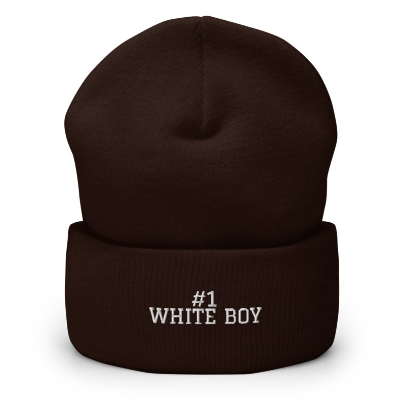 #1 WHITE BOY Brown front mockup