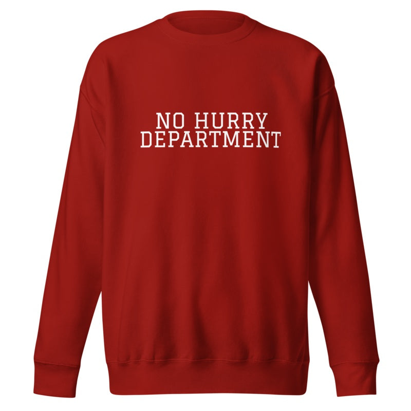NO HURRY DEPARTMENT Cardinal front mockup