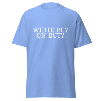 WHITE BOY ON DUTY Carolina Blue front mockup
