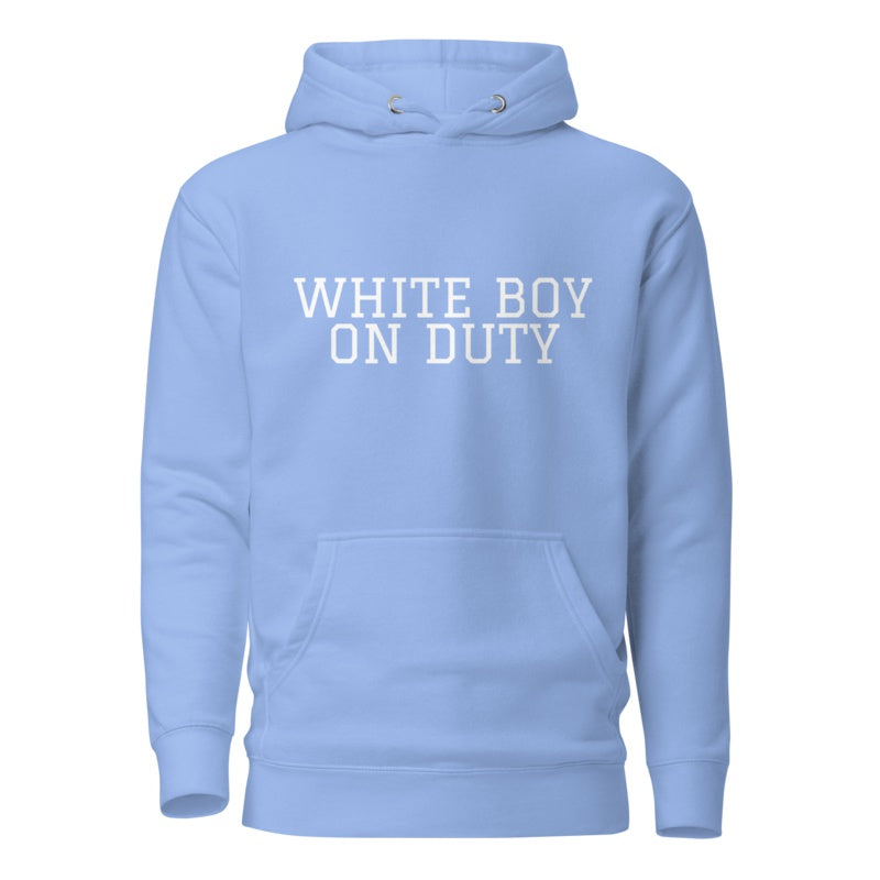 WHITE BOY ON DUTY Carolina Blue front mockup