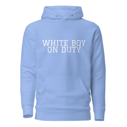 WHITE BOY ON DUTY Carolina Blue front mockup