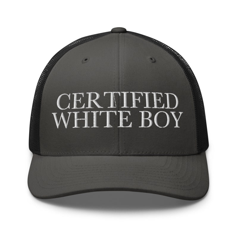 CERTIFIED WHITE BOY Charcoal/ Black front mockup