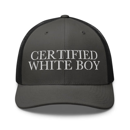 CERTIFIED WHITE BOY Charcoal/ Black front mockup