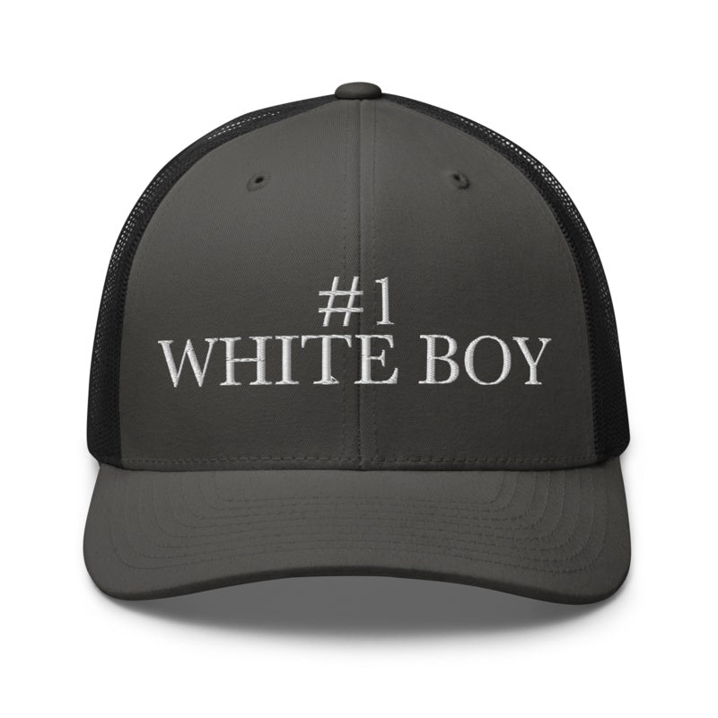 #1 WHITE BOY Charcoal/ Black front mockup