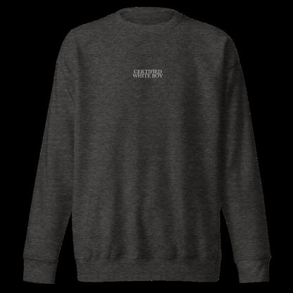 CERTIFIED WHITE BOY Charcoal Heather front embroidered mockup