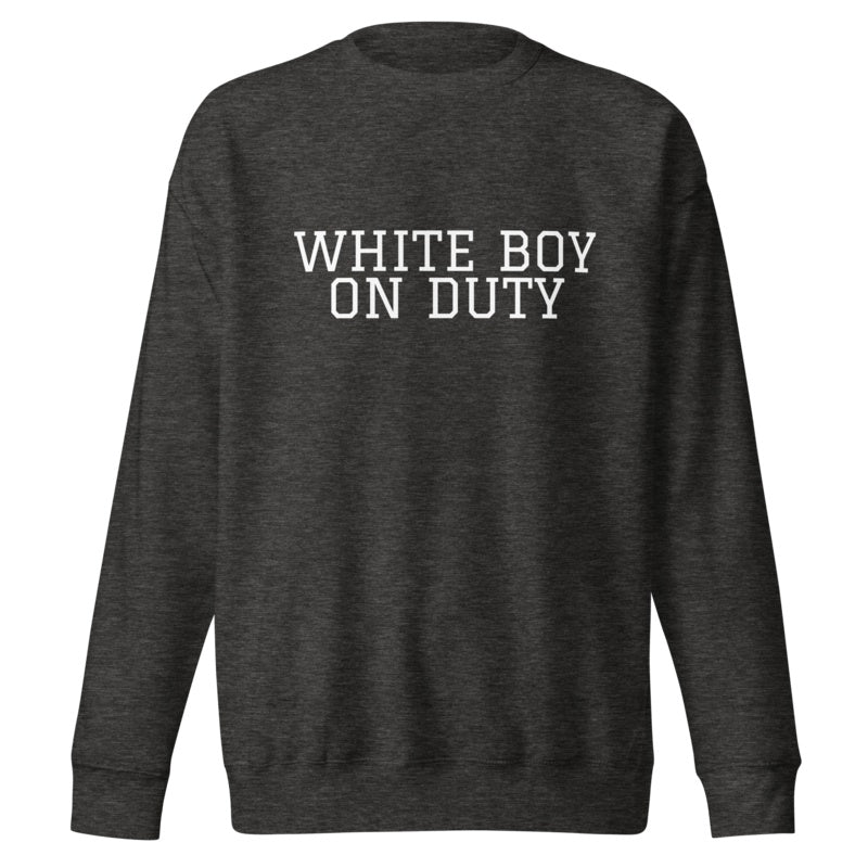 WHITE BOY ON DUTY Charcoal Heather front mockup