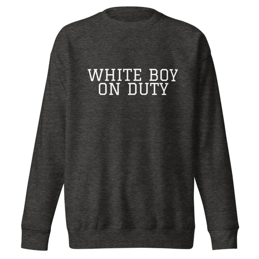 WHITE BOY ON DUTY Charcoal Heather front mockup