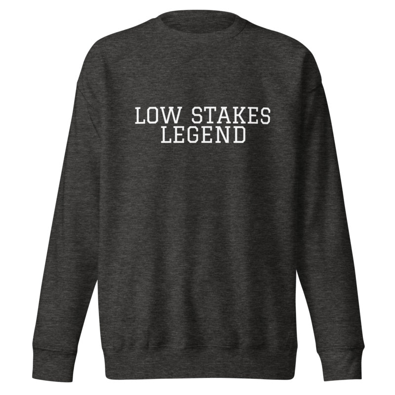 LOW STAKES LEGEND Charcoal Heather front mockup