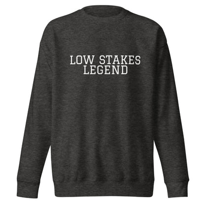 LOW STAKES LEGEND Charcoal Heather front mockup