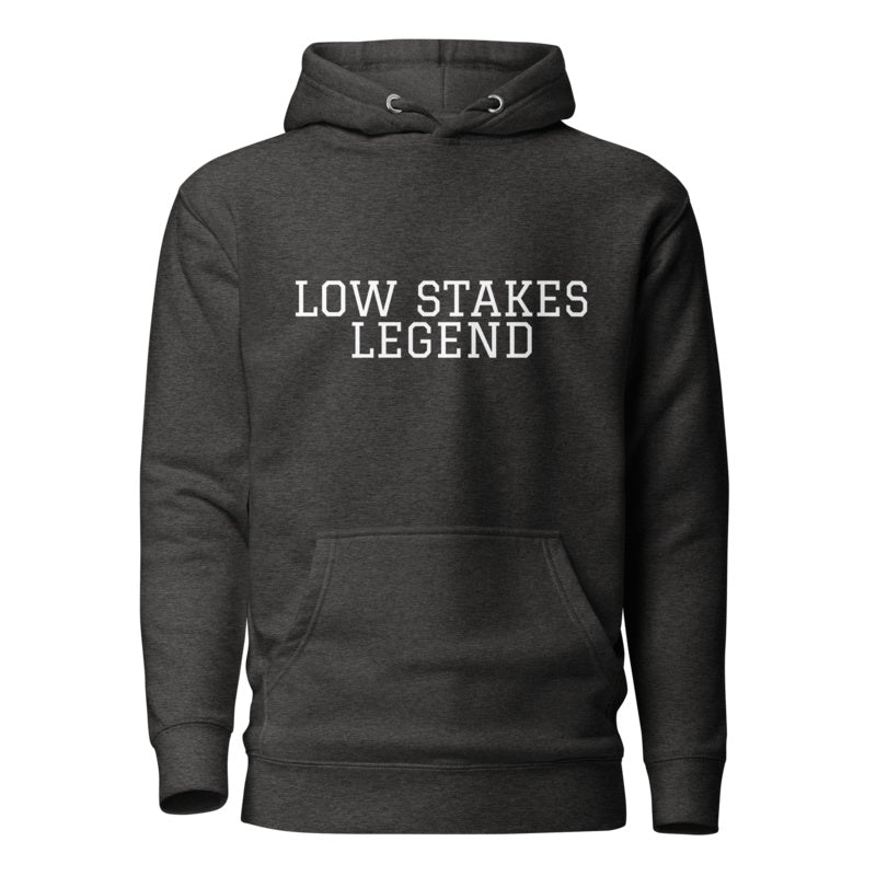 LOW STAKES LEGEND Charcoal Heather front mockup