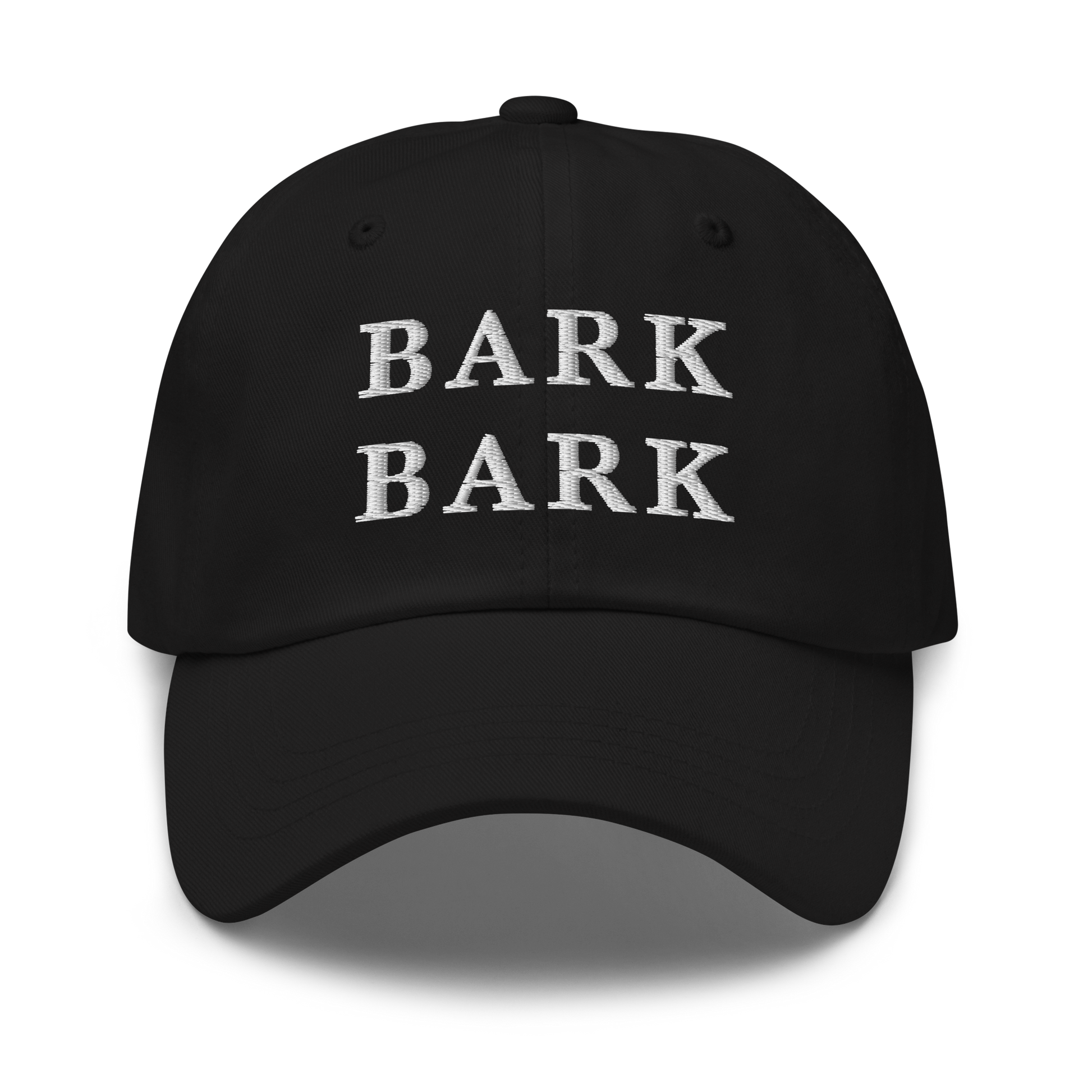 WHITE BOY SUMMER - Big Dog - "Bark Bark" - White Embroidered Baseball Cap - Hat Black