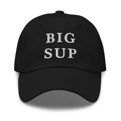 WHITE BOY SUMMER - Sup? - "Big Sup" - White Embroidered Baseball Cap - Hat Black