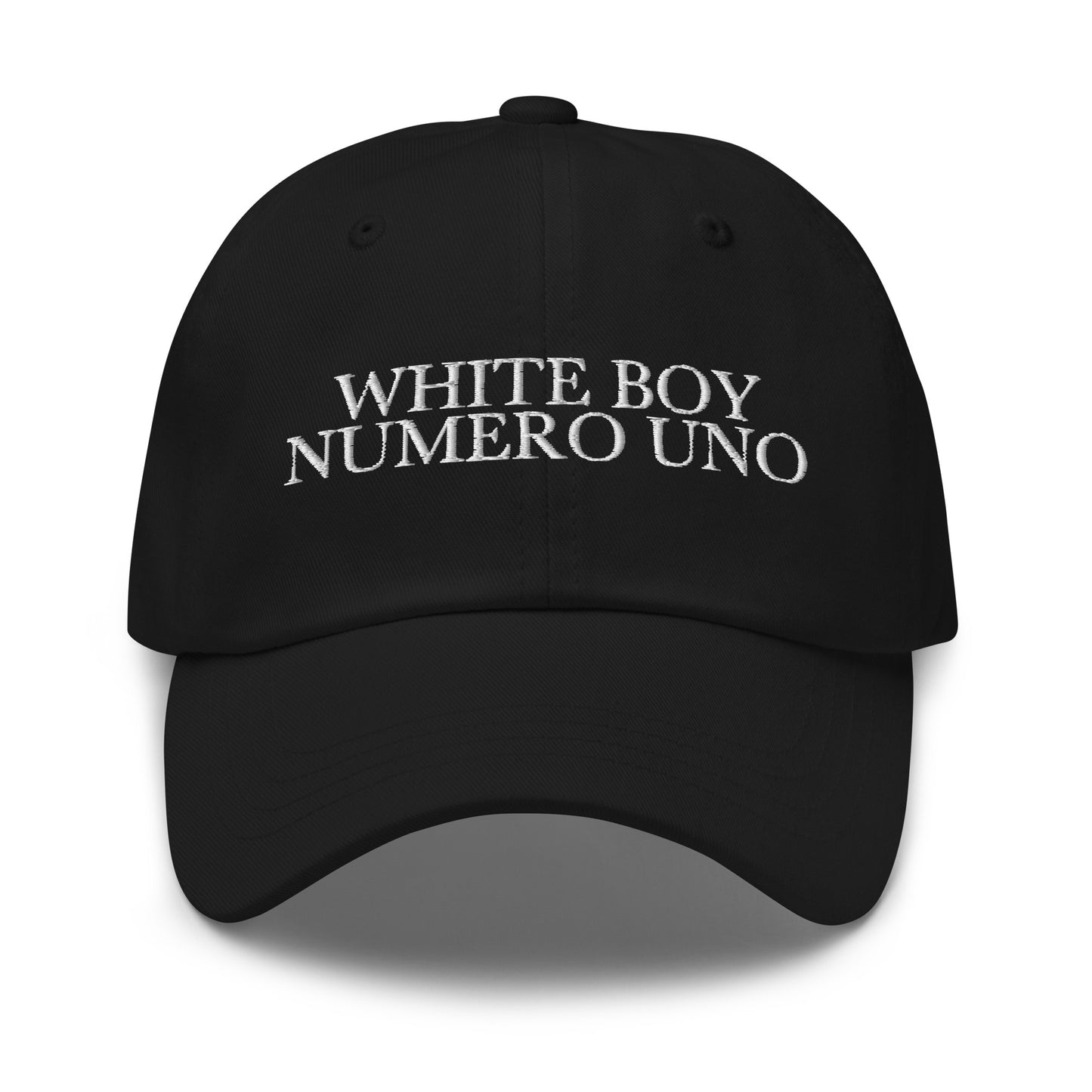 WHITE BOY NUMERO UNO Black front cap mockup