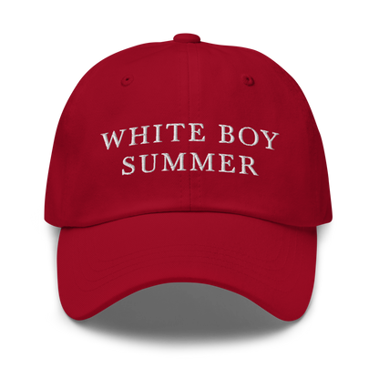 WHITE BOY SUMMER - Originals - "White Boy Summer" - White Embroidered Baseball Cap - Hat Cranberry