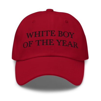 WHITE BOY SUMMER - White Boy Of The Year - "White Boy Of The Year" - Black Embroidered Baseball Cap - Hat Cranberry
