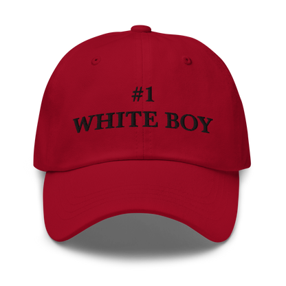 WHITE BOY SUMMER - White Boy Of The Year - "#1 White Boy" - Black Embroidered Baseball Cap - Hat Cranberry