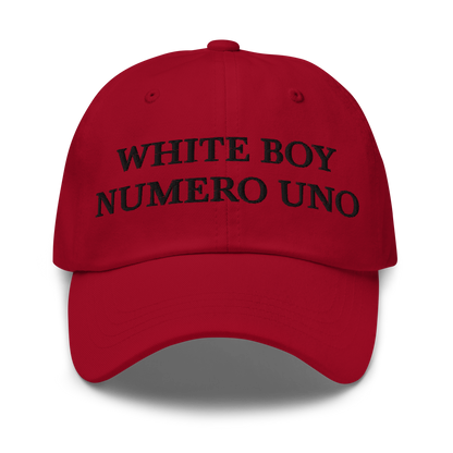 WHITE BOY SUMMER - White Boy Of The Year - "White Boy Numero Uno" - Black Embroidered Baseball Cap - Hat Cranberry
