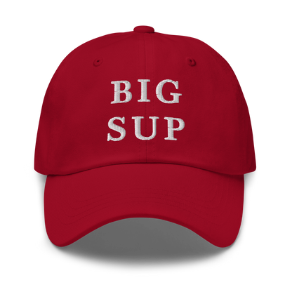 WHITE BOY SUMMER - Sup? - "Big Sup" - White Embroidered Baseball Cap - Hat Cranberry