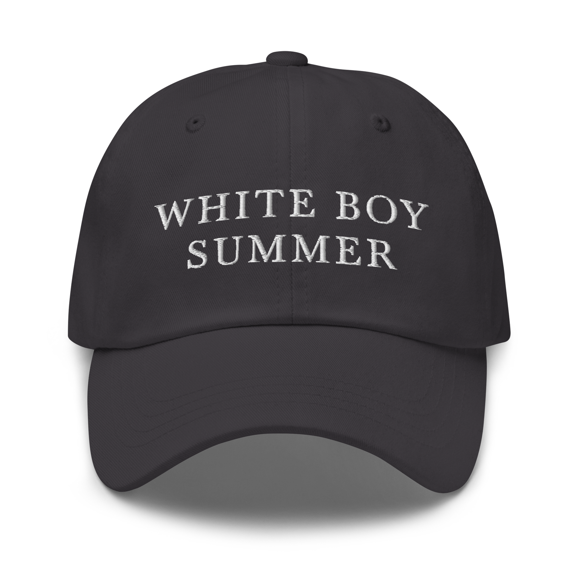 WHITE BOY SUMMER - Originals - "White Boy Summer" - White Embroidered Baseball Cap - Hat Dark Grey