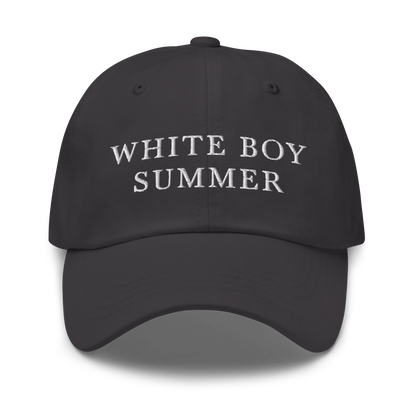 WHITE BOY SUMMER - Originals - "White Boy Summer" - White Embroidered Baseball Cap - Hat Dark Grey