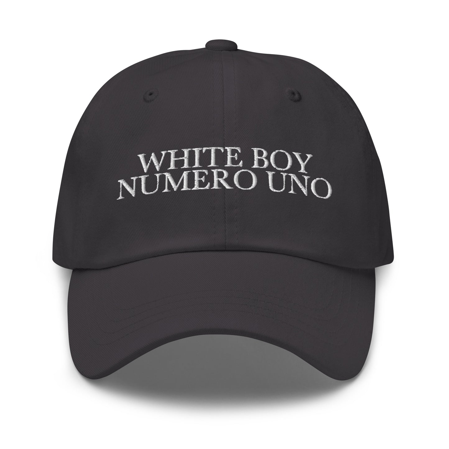 WHITE BOY NUMERO UNO Dark Grey front cap mockup