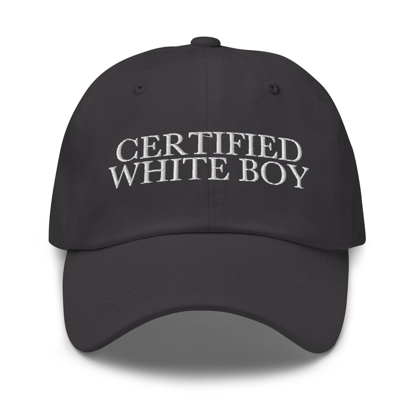 CERTIFIED WHITE BOY Dark Grey front cap mockup