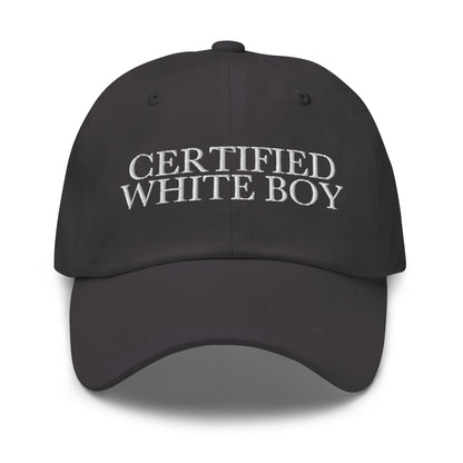CERTIFIED WHITE BOY Dark Grey front cap mockup