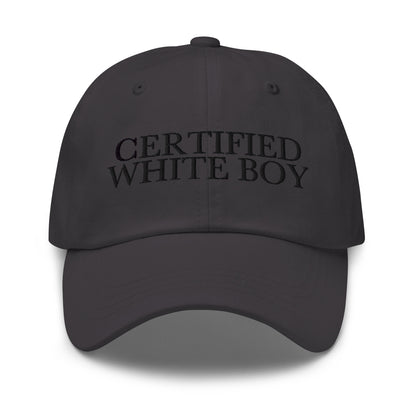 CERTIFIED WHITE BOY Dark Grey front cap mockup