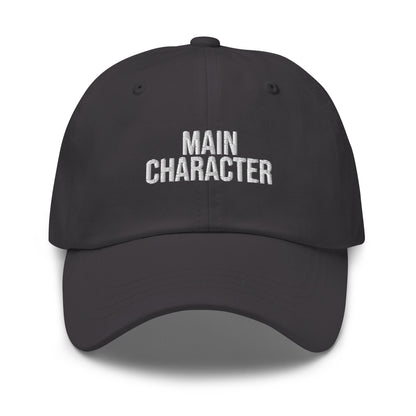 Main Character embroidered baseball cap in Dark Grey with white embroidery by White Boy Summer