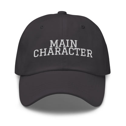 Main Character embroidered baseball cap in Dark Grey with white embroidery by White Boy Summer