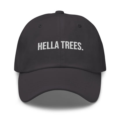 Hella Trees embroidered baseball cap in Dark Grey with white embroidery by White Boy Summer