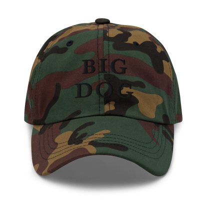 WHITE BOY SUMMER - Big Dog - "Big Dog" - Black Embroidered Baseball Cap - Hat Green Camo