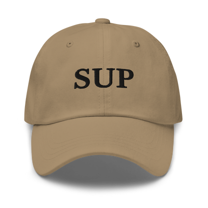 WHITE BOY SUMMER - Sup? - "Sup" - Black Embroidered Baseball Cap - Hat Khaki