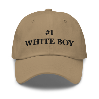 WHITE BOY SUMMER - White Boy Of The Year - "#1 White Boy" - Black Embroidered Baseball Cap - Hat Khaki