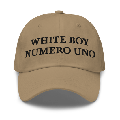 WHITE BOY SUMMER - White Boy Of The Year - "White Boy Numero Uno" - Black Embroidered Baseball Cap - Hat Khaki