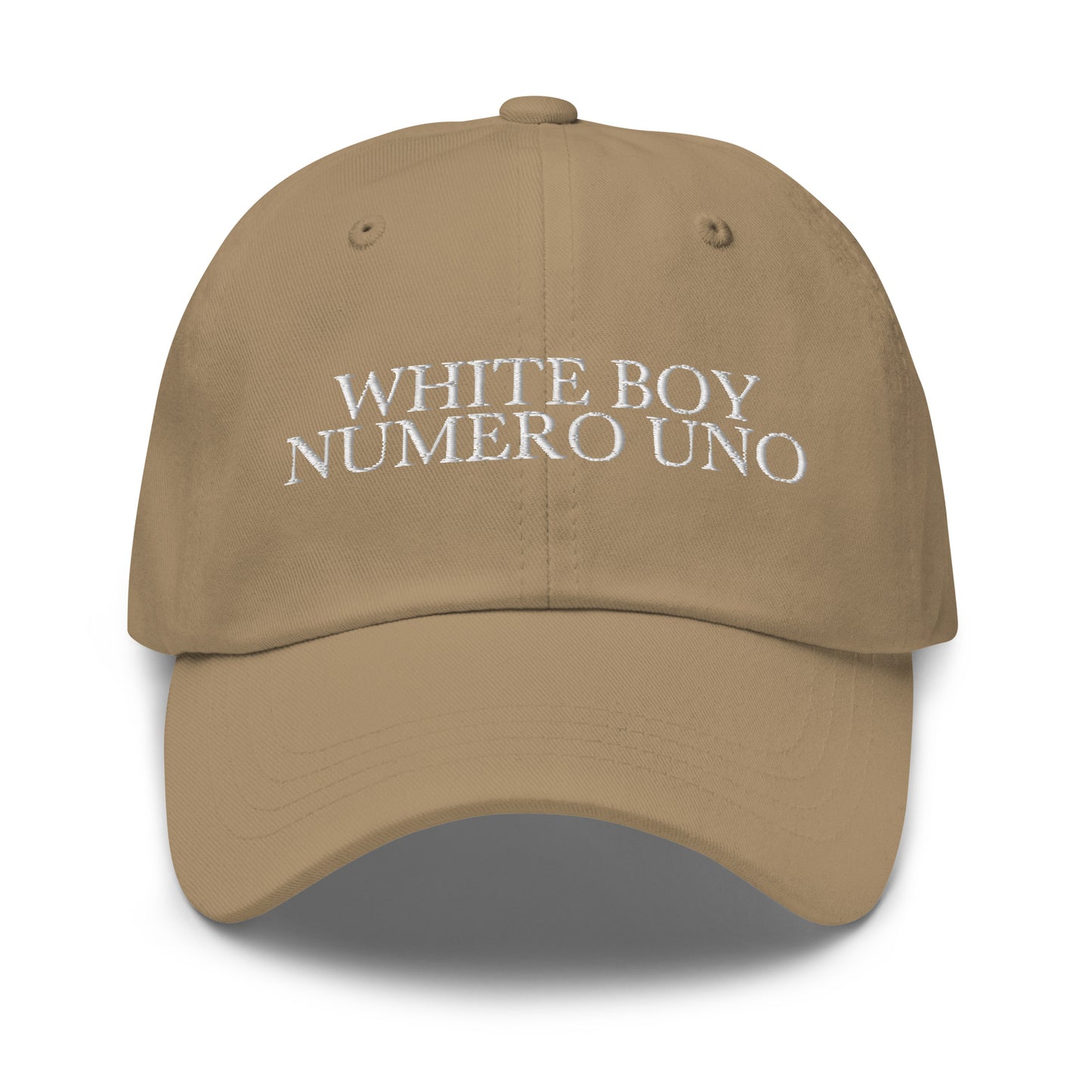 WHITE BOY NUMERO UNO Khaki front cap mockup