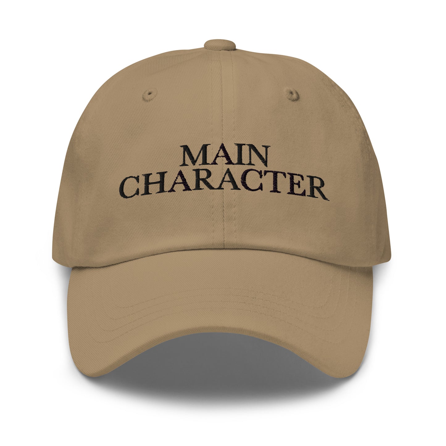 Main Character embroidered baseball cap in Khaki with black embroidery by White Boy Summer