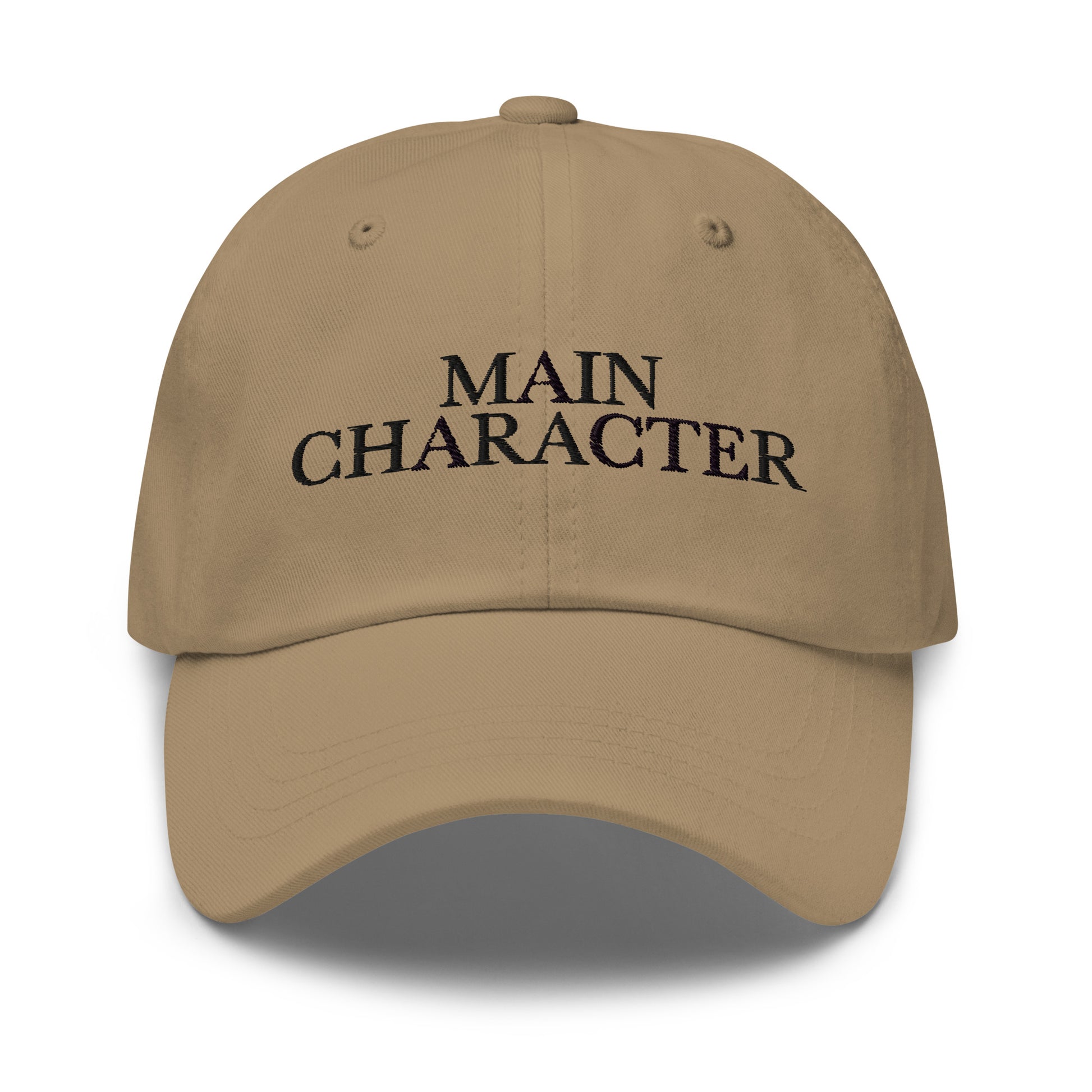Main Character embroidered baseball cap in Khaki with black embroidery by White Boy Summer