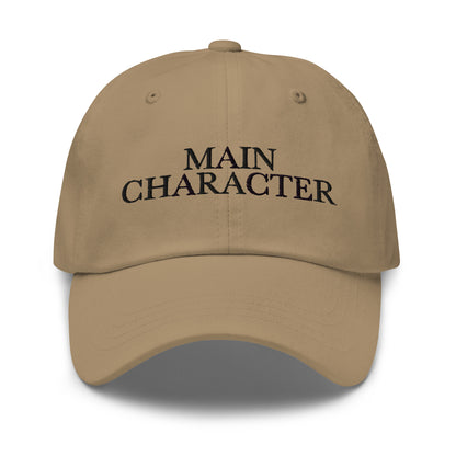 Main Character embroidered baseball cap in Khaki with black embroidery by White Boy Summer